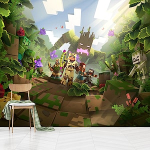 Minecraft Tapete zum Abziehen und Aufkleben, Minecraft-Wanddekor, Minecraft-Wandkunst, selbstklebend, Vlies
