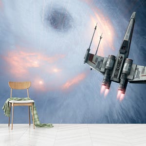 Papier peint pour chambre d&#39;enfants Star Wars : décoration murale vaisseau spatial, à retirer et à coller