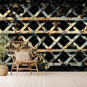 Rusted Metal Fence Wallpaper: Peel and Stick Non-Woven Wall Design