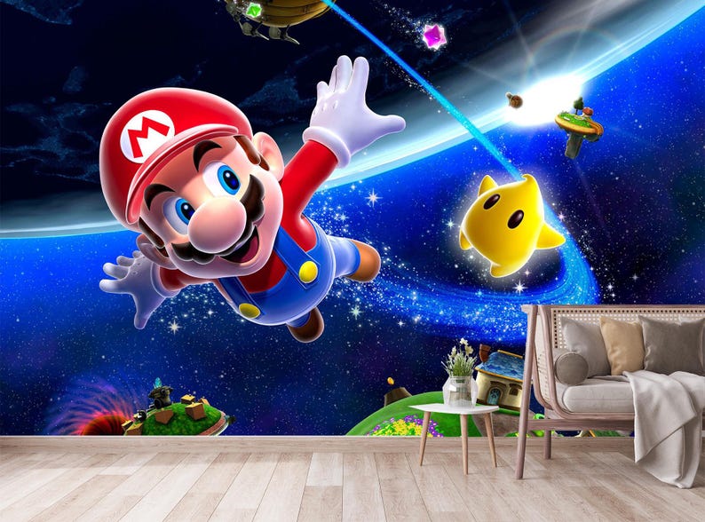 Super Mario Wallpaper Mural, Kids Room Wall Decor - Etsy