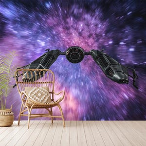 Papier peint Star Wars personnalisé, chambre d&#39;adolescent, décoration murale vaisseau spatial, oeuvre d&#39;art murale Dark Vador, auto-adhésif, autocollant, non tissé