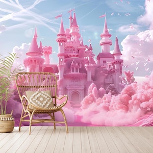 Pink Fairy Castle Wallpaper: Self-Adhesive Non-Woven, Princess Decor