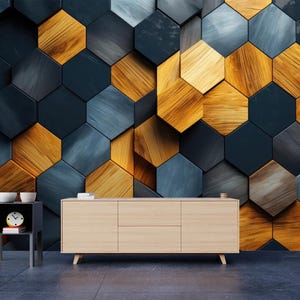 Carta da parati esagonale stacca e attacca, murale con forme esagonali, decorazione da parete per la sala giochi, autoadesiva, stacca e attacca, non tessuta