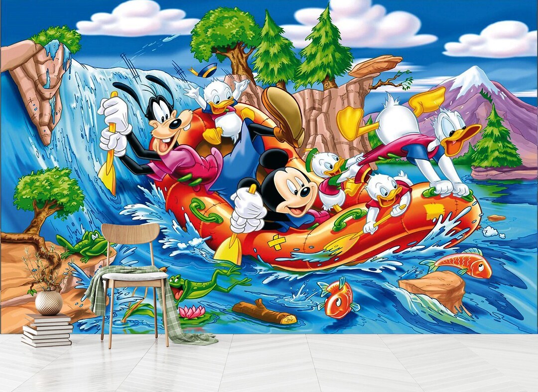 Mini Mouse Rafting Mickey Mouse Rafting Wallpaper, Peel and Stick Kids Room Decor - Etsy