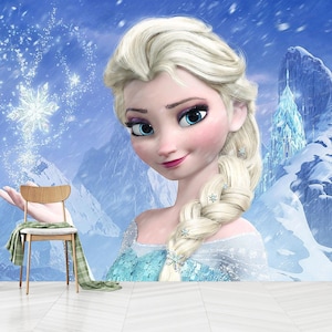 Princess Elsa Wallpaper Peel And Stick,Girls Room Elsa Wall Design,Personalized Gift,Girls Room Wall Decor,Self Adhesive,Non-Woven