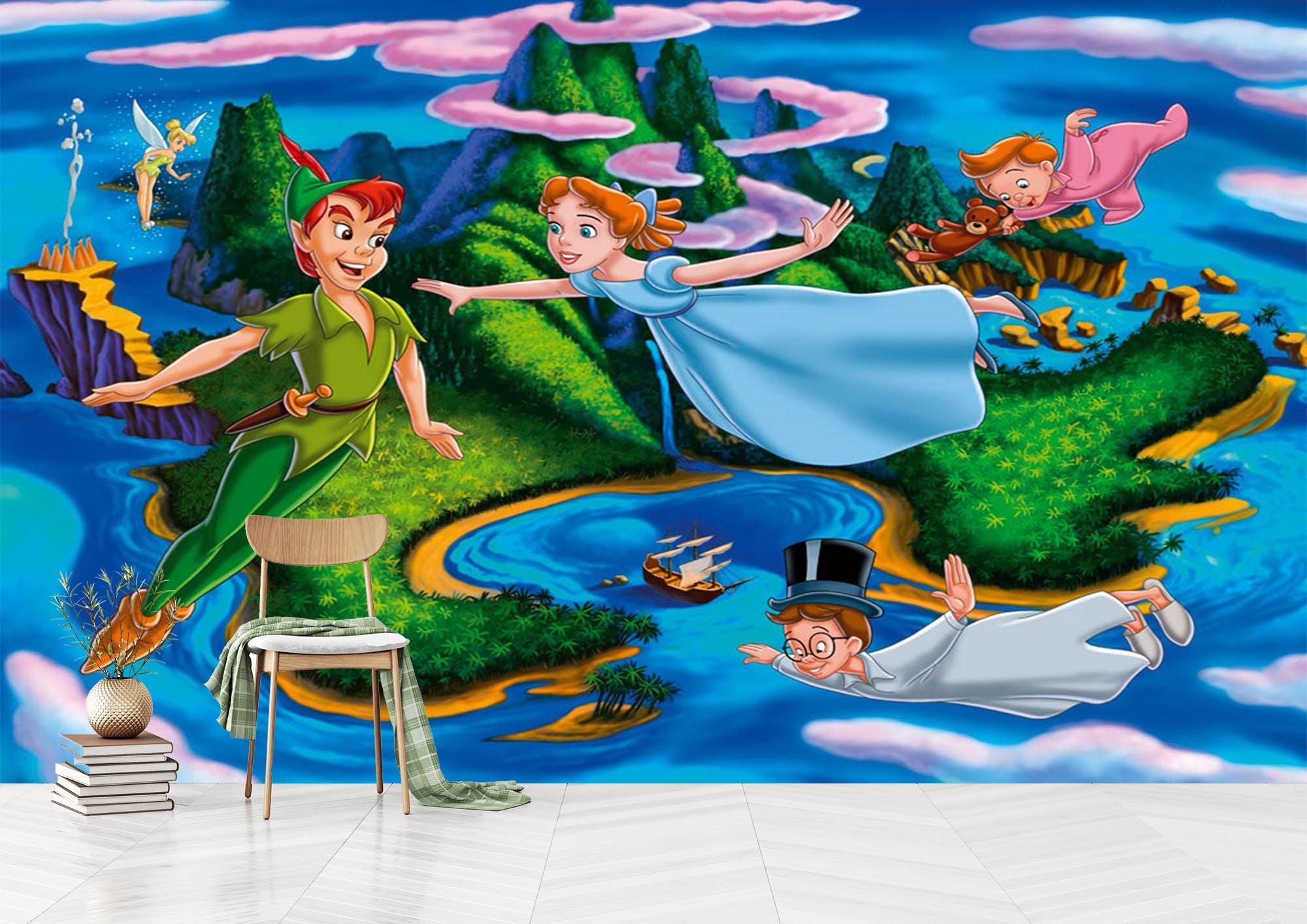 Peter Pan Neverland Wallpaper, Kids Room Decor, Peel and Stick - Etsy