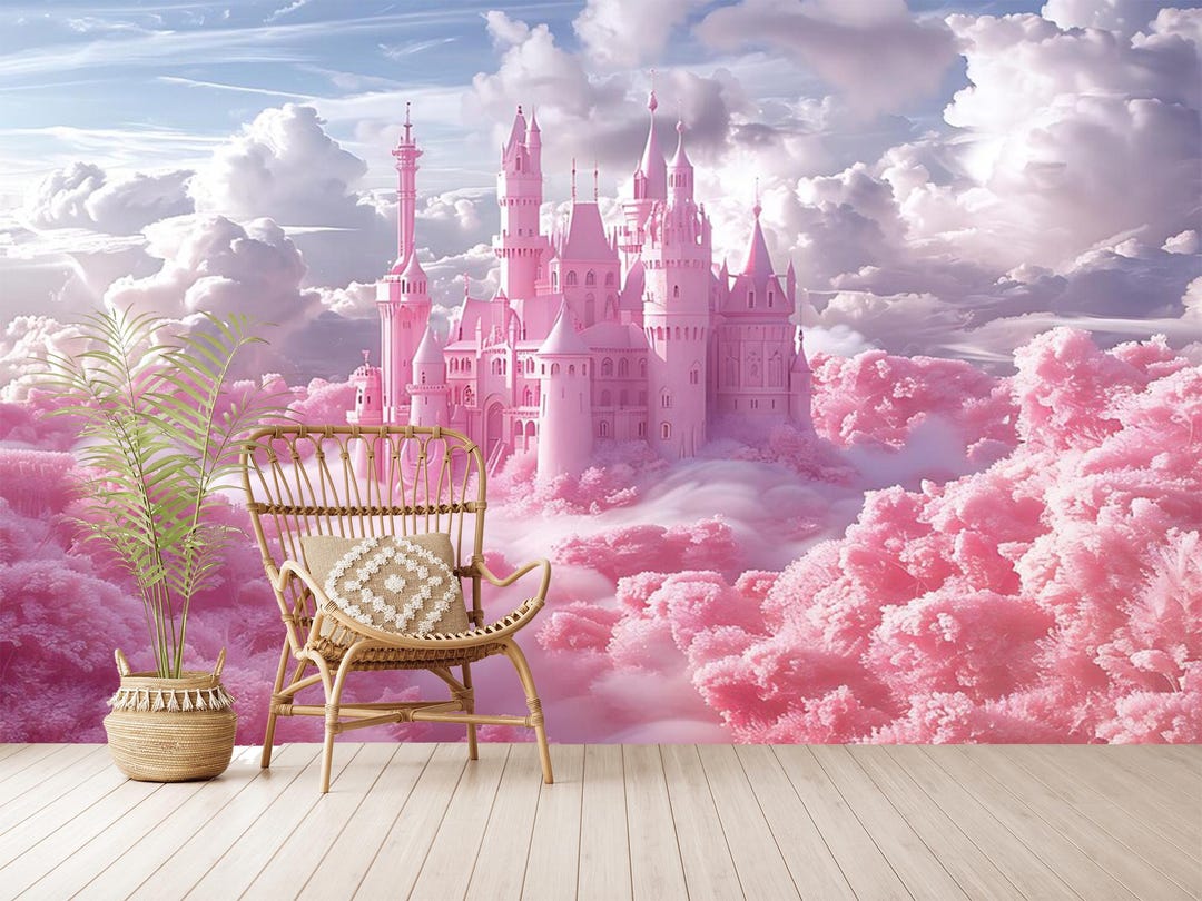 Pink Princess Castle Wallpaper: Kids Room Peel and Stick, Non-woven - Etsy