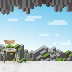 Virtuelle Welt Tapete zum Schälen und Aufkleben,Pixelart Muster Tapete,Pixelart Wandbild Druck,Selbstklebend,Abziehen und Aufkleben,Vlies