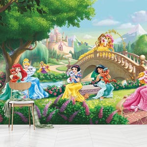 Prinzessin Wandbild Schälen und Aufkleben, Prinzessin Tapete, Kinderzimmer Dekor, Prinzessin Kinder Tapete, Selbstklebend, Abziehen und Aufkleben, Vlies