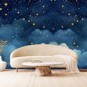 Night Sky Wallpaper: Kids Nursery Starry Wall Decor, Peel & Stick or Non-Woven