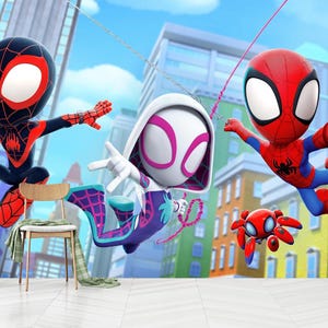 Spiderman Wallpaper for Kids Room, Superhero Mural,Spiderman With Friends Toddler Wallpaper,Self Adhesive, Peel and Stick, Non-Woven