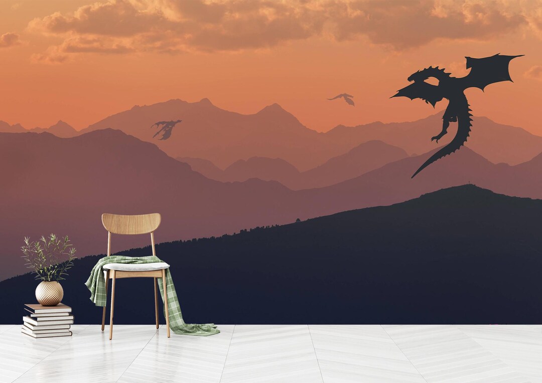 Dragon Mountain Wallpaper: Peel and Stick Nursery Decor - Etsy