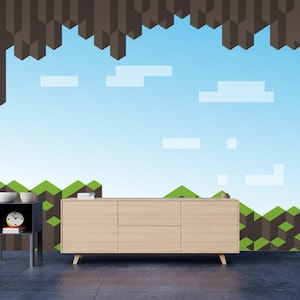 Pixelart Video Game Wall Mural, Peel and stick Videogame Pattern Wallpaper,Retro Videogame Wall Art,Self-Adhesive,Peel And Stick,Non-Woven