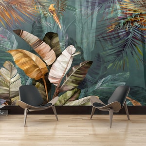 Tropical Palm Leaf Wallpaper: Botanical Peel and Stick Wall Decor