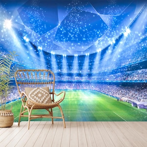 Champions League Stadium Wallpaper: Night Lights, Peel and Stick Non-Woven
