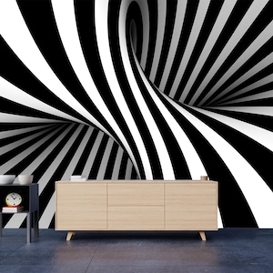 3D Architecture Wallpaper: Modern Black and White Wall Design (Peel and Stick)