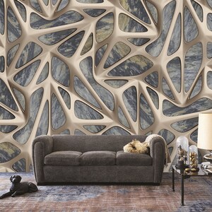 Metallic Style Geometric Pattern Wallpaper,Metallic Peel and Stick Wall Art,Geometric Wall Art, Self-Adhesive, Peel and Stick, Non-Woven