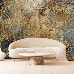 Carta da parati moderna in oro, murale di lusso in oro, decorazione da parete dorata per camera da letto, autoadesiva, staccabile e attaccabile, in tessuto non tessuto