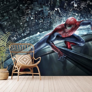 Spiderman Peel and Stick Wallpaper: Boys Playroom Vinyl Wall Art
