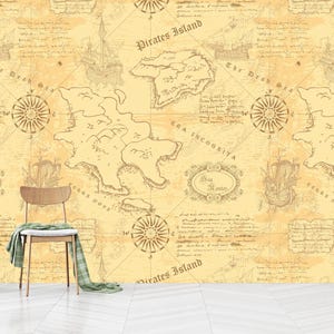Antike Karte Wandbild, alte Karte Tapete, Vintage Karte Wandverkleidung, rustikale Wanddekoration, Vlies, selbstklebend, abziehen und aufkleben