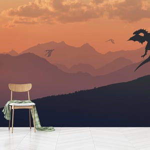 Dragon Wallpaper, Forest Wallpaper Girl Boy Nursery Decor,Self Adhesive, Peel And Stick, Non-Woven