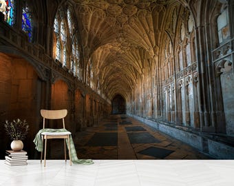 Gothic Castle Corridor Wall Mural: Peel and Stick, Non-Woven