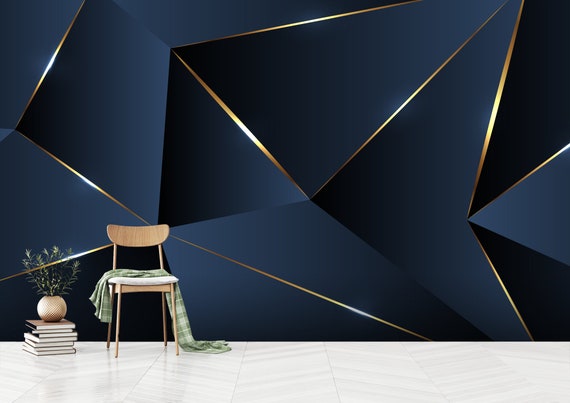 Gold Geometric Peel and Stick Wallpaper: 3D Triangle Design - Etsy