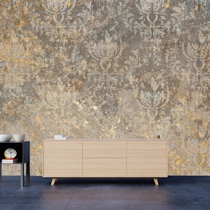 Carta da parati veneziana astratta in oro, moderna finta texture, vernice decorativa stacca e attacca, autoadesiva, stacca e attacca, non tessuta