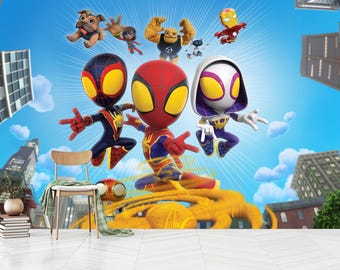 Spiderman Kids Room Wall Mural: Peel and Stick Removable Wallpaper
