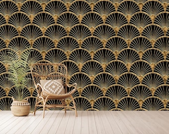 Gold Art Deco Wallpaper,Luxury Design,Self-Adhesive