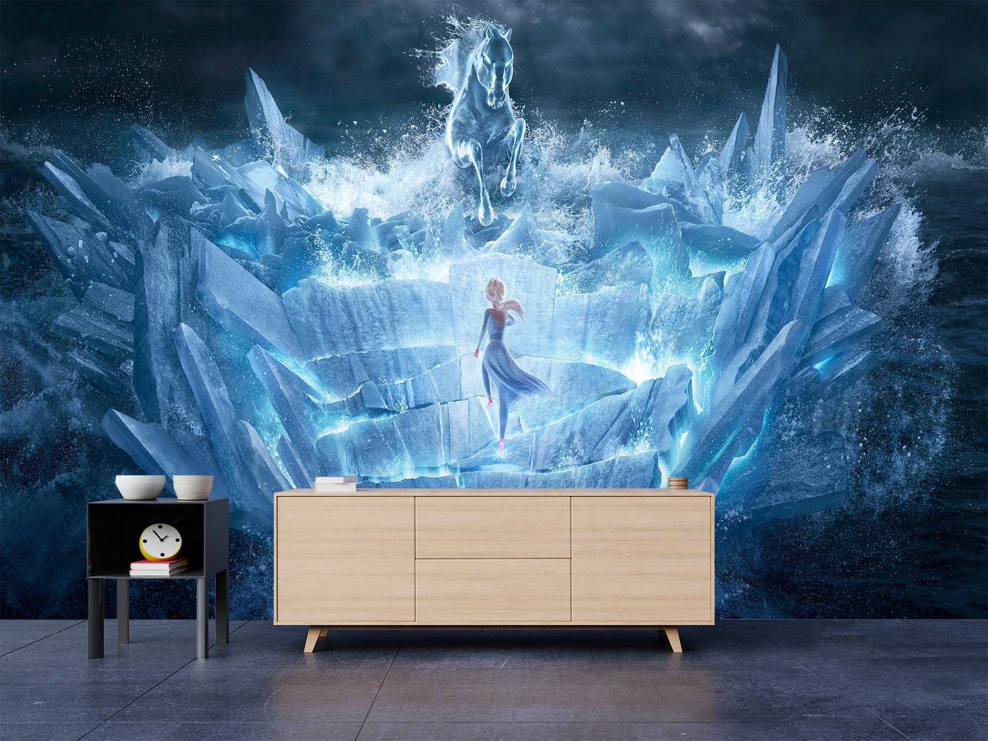 エルサ姫の子供部屋用壁紙：アナと雪の女王のウォールアート（剥がして 