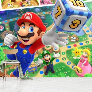 Super Mario Game Room Wallpaper Mural: Self-Adhesive Non-Woven