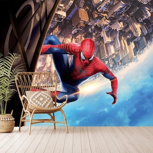 Carta da parati murale Spiderman, carta da parati Spider-man, decorazioni per la cameretta dei bambini, carta da parati per bambini, autoadesiva, stacca e attacca, tessuto non tessuto