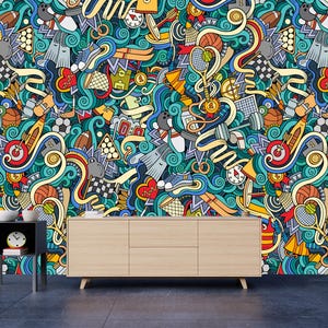 Fantasy Sports Art Wallpaper,Gym Removable Wallpaper Self Adhesive,Self Adhesive, Peel and Stick, Non-Woven