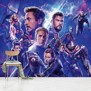 Avengers Wallpaper  Peel and Stick,Iron Man,Kid Wall Decor,Superhero Wallpaper,Marvel Mural,Self Adhesive,Peel And Stick,Non Woven