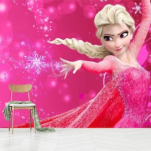 Elsa Princess Kids Wallpaper: Frozen Room Decor, Peel and Stick Non-Woven