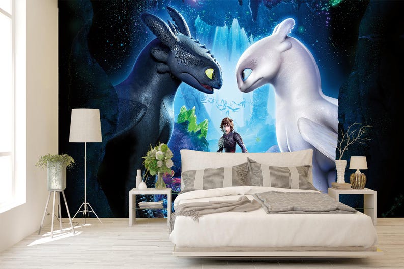 Kids Dragon Wallpaper Mural: Peel and Stick Non-woven - Etsy