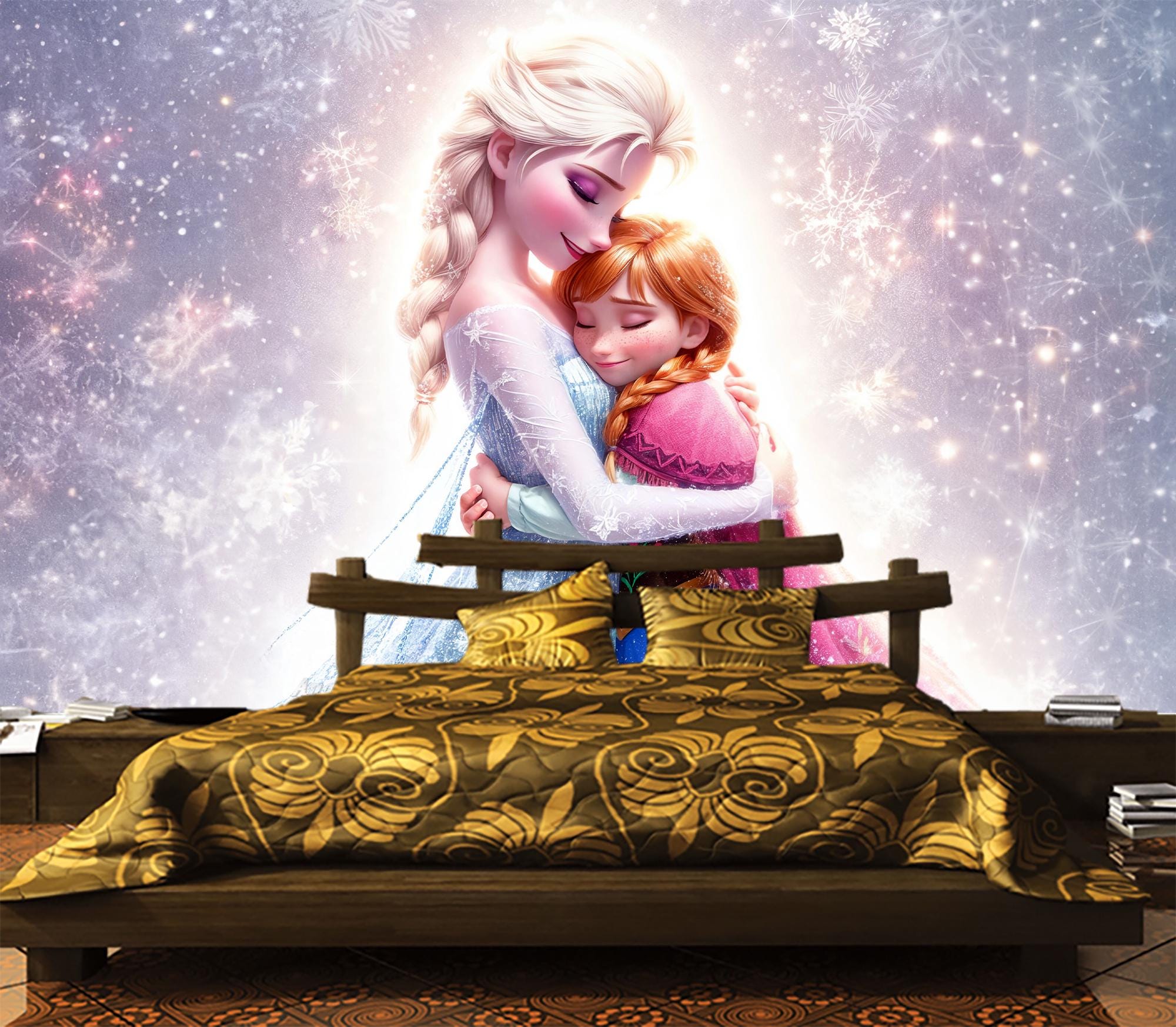 アナと雪の女王 エルサとアナの剥がして貼れる壁紙：不織布 - Etsy 日本
