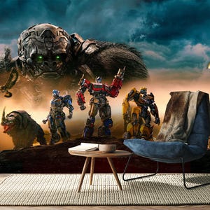 Transformers Wallpaper, Transformers Wall Decor, Superheroes Mural, Self-Adhesive, Peel and Stick, Non-Woven