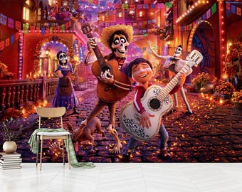 Mural de pared de la película Coco: decoración autoadhesiva para habitación infantil