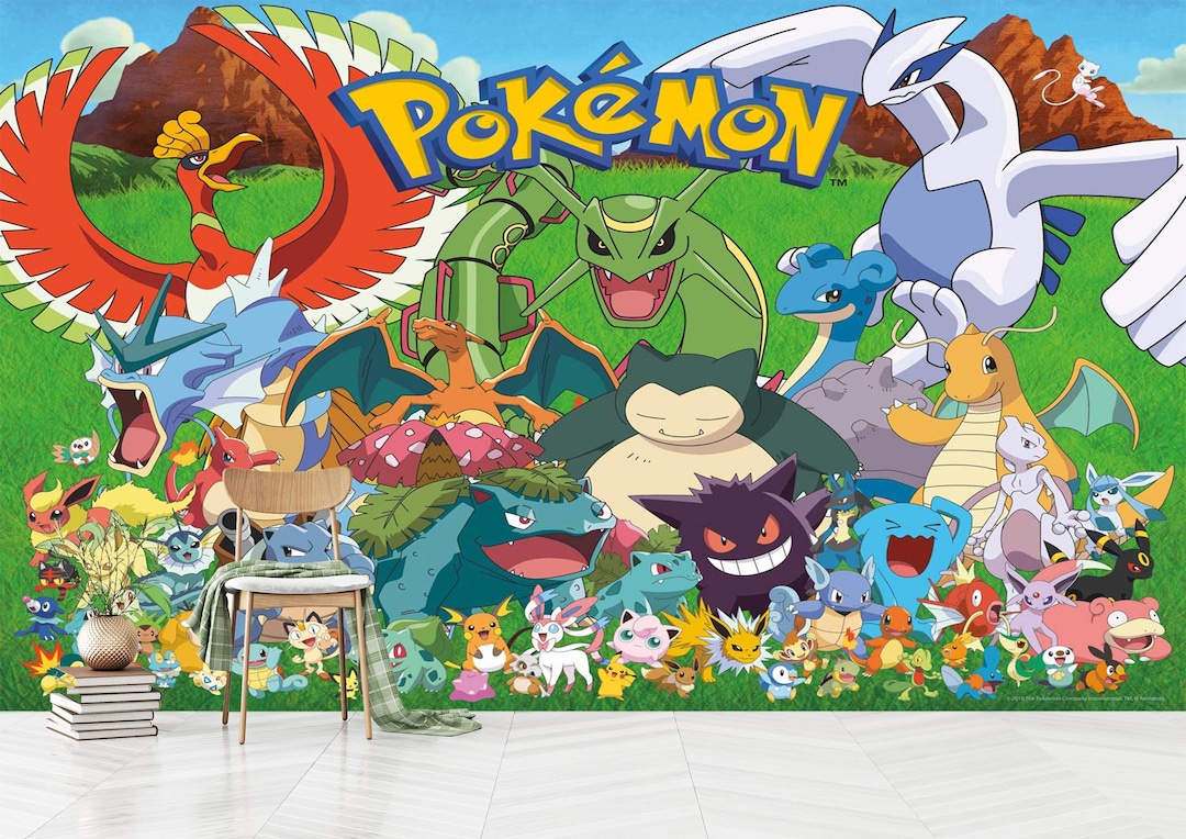 Pokemon Wallpaper Mural for Kids Room,pikachu,charizard