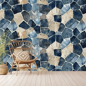 Geometric Mosaic Wallpaper,Colorful Tiles Mosaic Wallpaper,Peel & Stick High Quality,Mosaic Wall Art, Self-Adhesive,Peel And Stick,Non-Woven