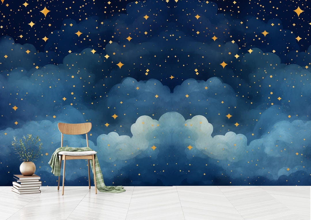 Night Sky Wallpaper: Kids Nursery Starry Wall Decor, Peel & Stick or ...