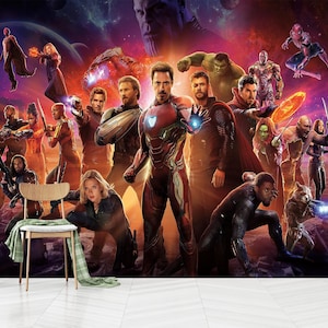 Avengers Wallpaper Peel and Stick,Superhero Wallpaper,Kid Room Wallpaper,Marvel Wallpaper,Self Adhesive, Peel and Stick, Non-Woven