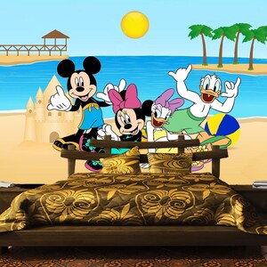 Carta da parati per bambini a tema cartone animato Topolino e i suoi amici, carta da parati per bambini Topolino, autoadesiva, stacca e attacca, non tessuta