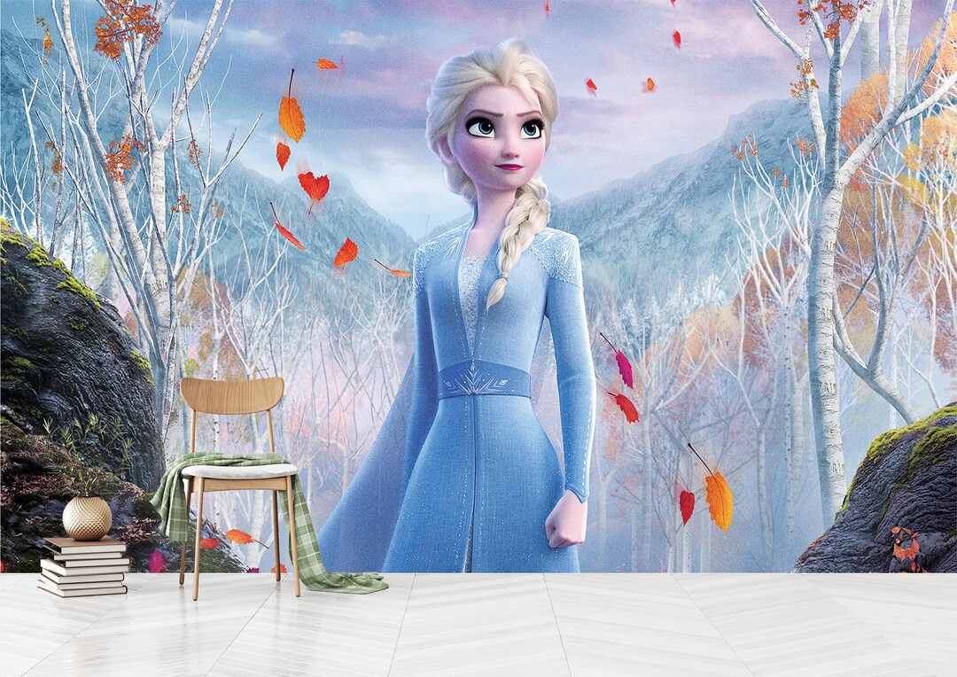 Frozen Wallpaper, Disney Princess Wall Art, Girls Room Wallpaper,peel