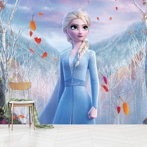 Elsa,Frozen Queen Wallpaper, Disney Princess Wall Art, Girls Room Wallpaper, Princess Elsa Wallpaper, Self-Adhesive,Peel And Stick,Non-Woven