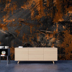 Rostige Tapete, rostiges Metall Wandbild, Tapete zum Abziehen und Aufkleben, selbstklebend, Vlies Tapete