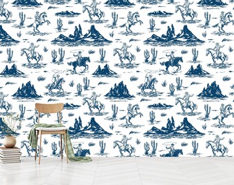 Wild West Cowboy Wallpaper: Peel and Stick Rodeo Decor
