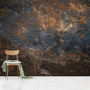 Ore Granite Stone Wallpaper,Stone Look Wallpaper,Brown Blue Marble Tone,Concrete Wallpaper,Self Adhesive, Peel And Stick, Non-Woven